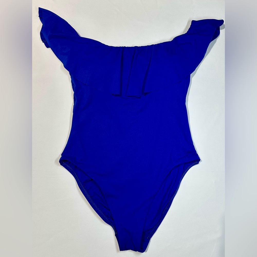 Trina Turk Monaco Off the Shoulder Ruffle One Piece Swimsuit Womens Size 8